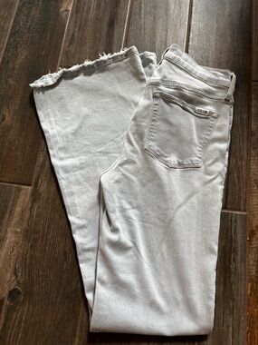 Joe's Jeans Light Gray Frayed Hem Wide Leg Jeans